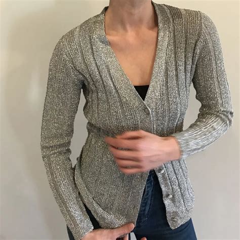 metallic silver cardigan sweaters